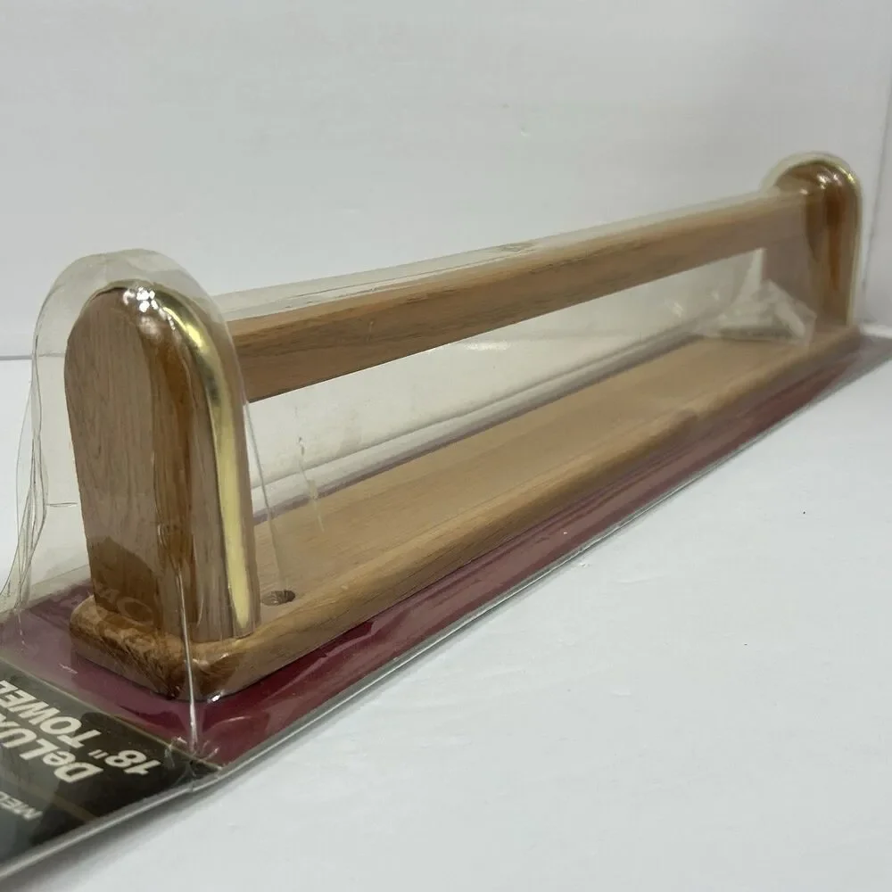 Vintage 1994 Brand New Solid Oak Wood Bathroom Towel Bar Melard Wall Holder